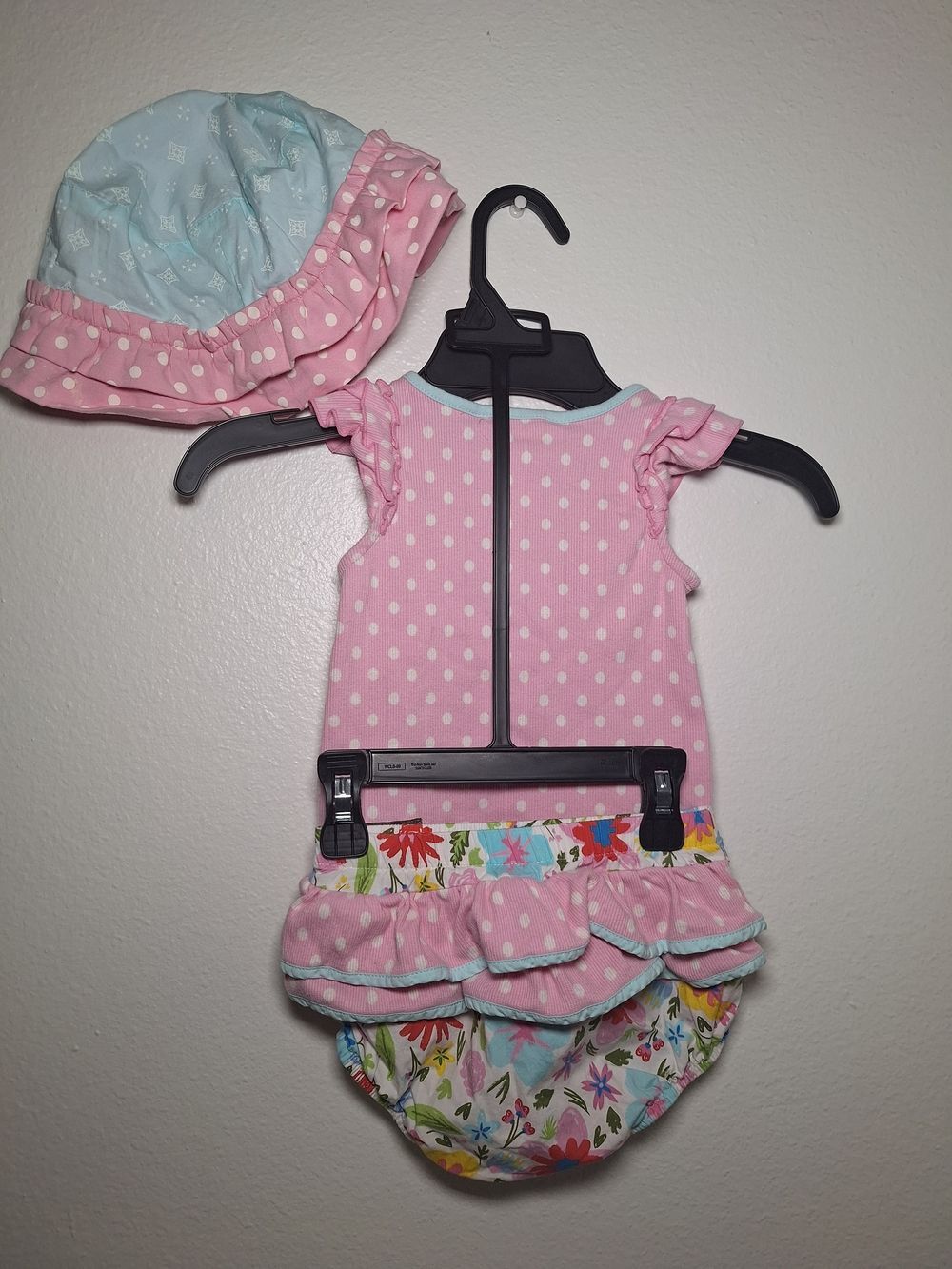 Matilda Jane Pink Polka Dot Romper with Floral Bloomer & Hat - Picture 7 of 11